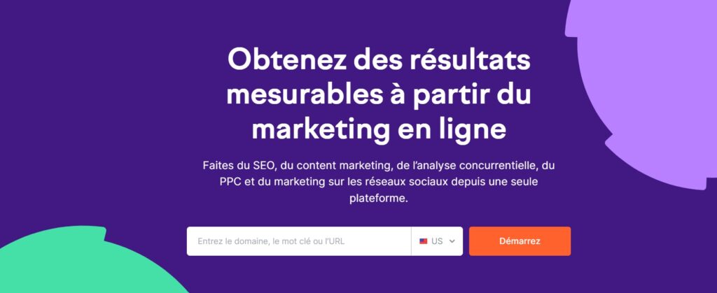 SEMRush page d'acceuil