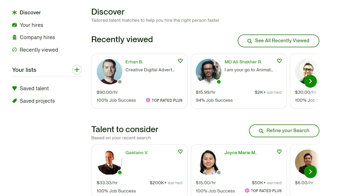 trouver des talents sur upwork